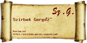 Szirbek Gergő névjegykártya